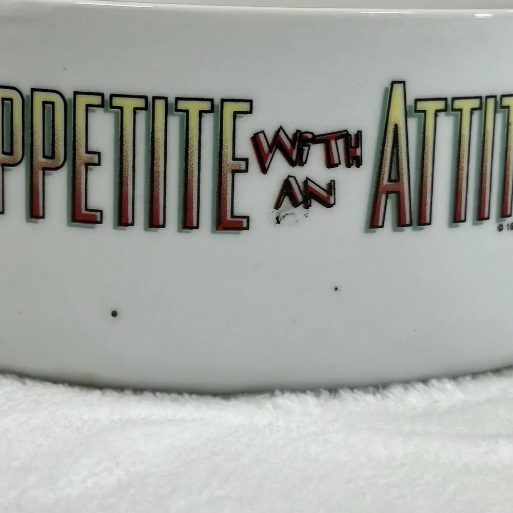 Vintage Big Dogs Dog Bowl Appetite With An Attitude 1995 Ceramic Bulldog Dish‎